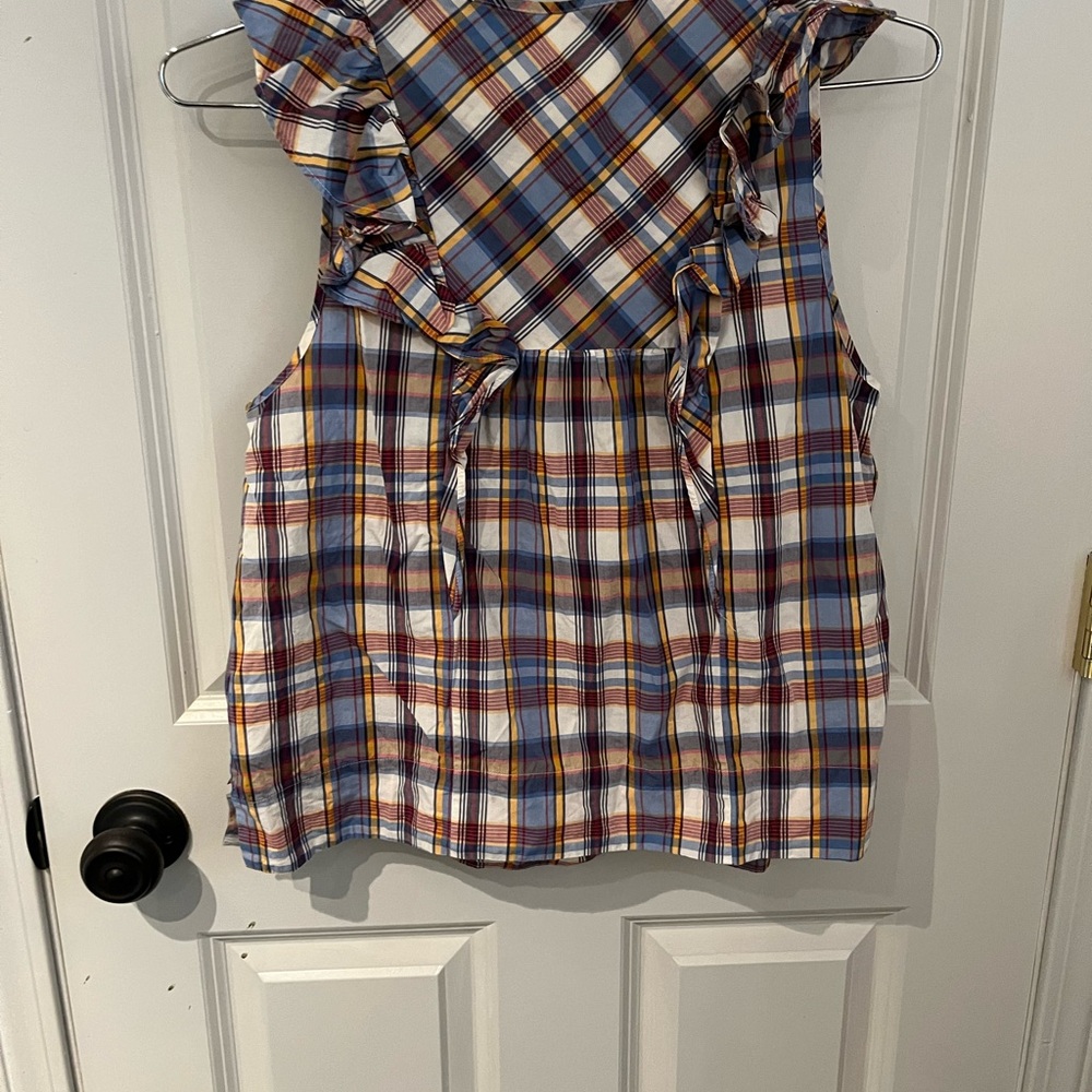 J.Crew Gingham Ruffled Top - Picture 3 of 7